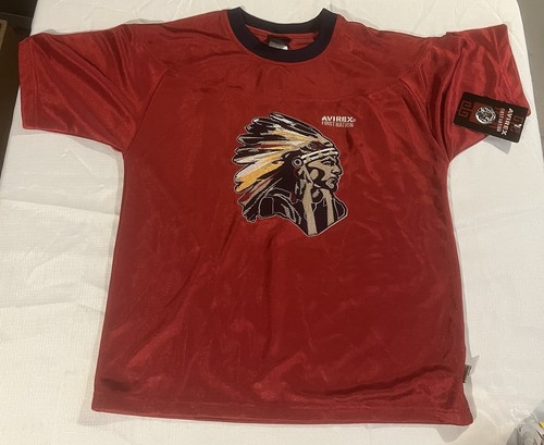 Vintage Avirex First Nation "Indian Graphic" XL Seide Indianer T-Shirt mit Etikett