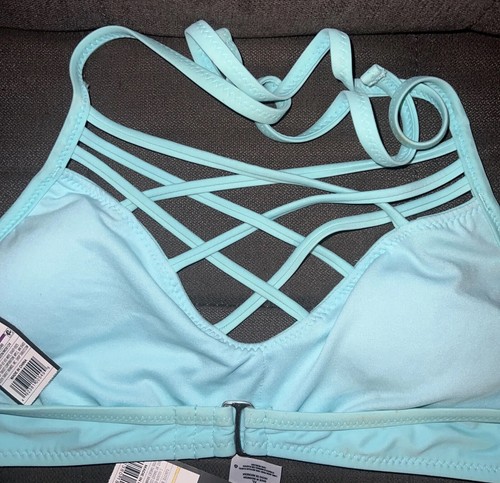Mossimođź‘™High Neck Halter Swim Top&Stripe Strappy Hipster Bikini XL White/Green - Picture 11 of 21
