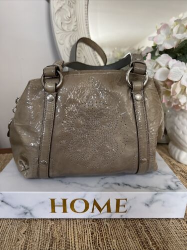 Coach Audrey Gray Patten Leather Satchel Shoulder Bag purse handbag Perforated - Picture 1 of 21