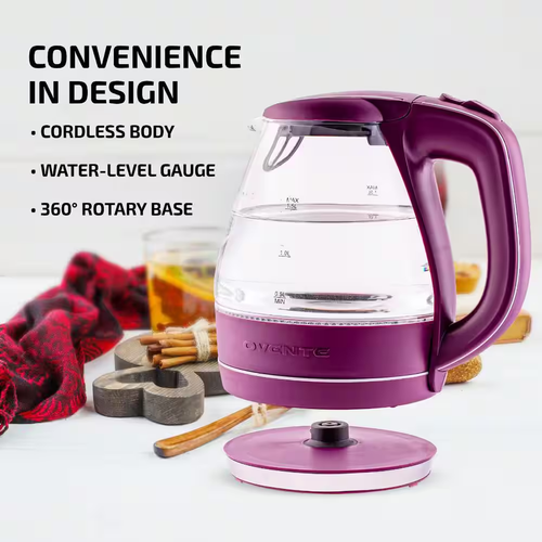 Electric Kettle Illuminated Purple with Filter Fast Heating and Auto-Shut Off - Picture 2 of 11