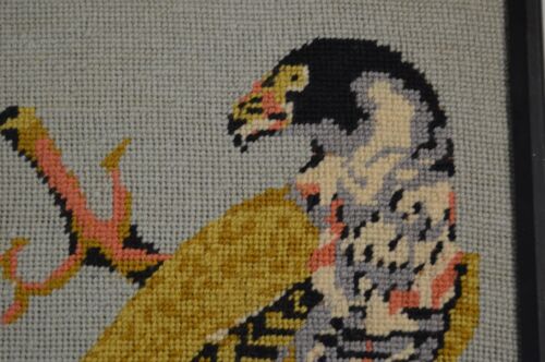 Vintage Falke Nadelspitze fertig gerahmt Kunst Vogel Sammlerstück Land Handwerk - Bild 6 von 17