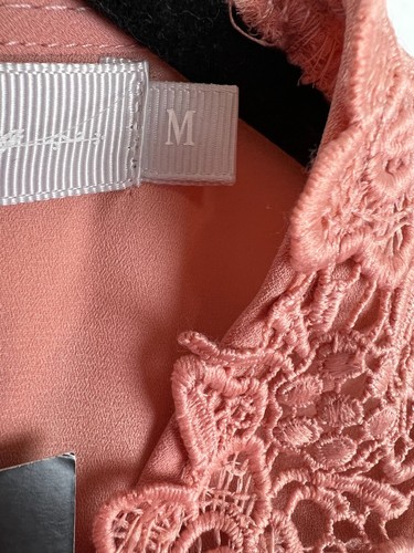 Lucy Wang Dress Medium Blush Stephanie Plunging Babydoll Embroidered Peasant NWT - Picture 10 of 15