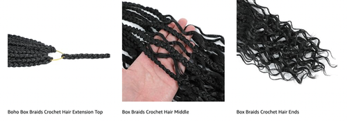 Goddess Box Braids Crochet Hair 8 Packs Boho Crochet Braids (1B/30/27, 14inch) - Picture 8 of 10