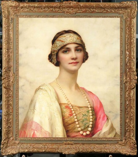 Old Master-Art Antique Oil Painting Portrait girl lady on canvas 20"x24" - 第 1/2 張圖片