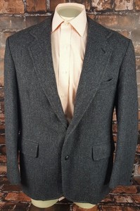 J18-Pendleton-Herringbone-Mens-Size-Gray-Black-Wool-Blazer-Sport-Suit-Jacket-42