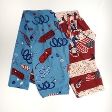LuLaRoe Americana Leggings Tween Uncle Sam and Firework Prints Lot of 2