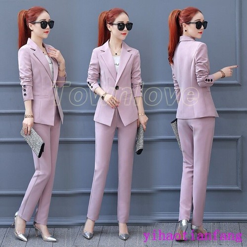 Women Formal Pant Suit for Weddings Party 2PCS Coat Office Uniform Suit SZ - Picture 6 of 14