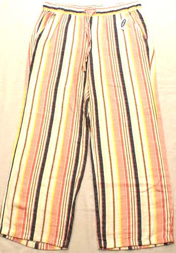 NEW Old Navy Womens Linen Blend Wide-Leg High Waist Striped Elastic Pants, Large - Picture 2 of 4