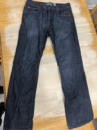 INC Berlin Slim Straight Jeans Adult 34x32 Dark Blue Denim Cotton Mens
