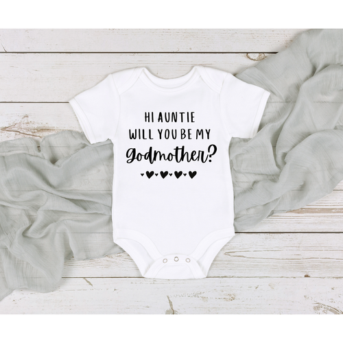 Hi Auntie Will You Be My Godmother Bodysuit - Picture 3 of 10