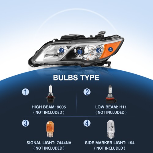 For 2013-2015 Acura RDX Halogen OE Headlights Assembly Headlamps Pair 13-15 - Picture 4 of 7