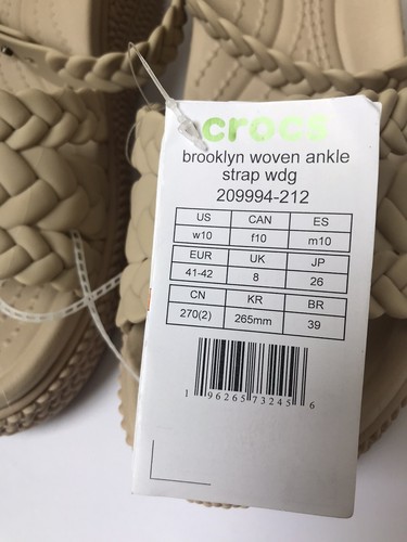 WOMEN'S CROCS CHAI BROOKLYN WOVEN ANKLE STRAP HIGH WEDGE SANDALS SIZE 10 NWT - Picture 9 of 9
