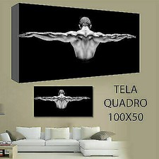 QUADRI MODERNI TELA ARTE 100X50 BODY MAN UOMO BOY CORPO ARTE BLACK NERO