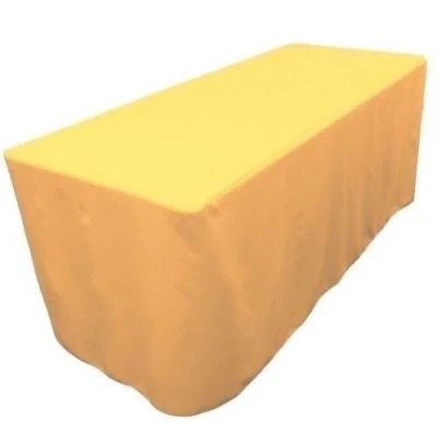 TABLECLOTH MARKET 6' ft. Fitted Polyester Tablecloth Wedding Banquet Event Table Cover - Yellow