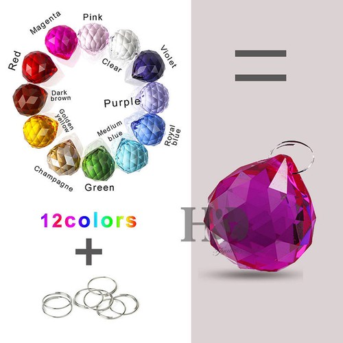 Neu 12 Stck. Regenbogen Kristall Glaskugel Kronleuchter Prismen Anhänger Teile Tropfen 20 mm - Bild 4 von 6