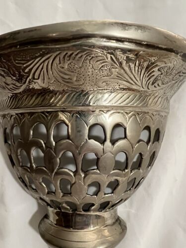 Silver Metal Wall Sconce Shelf Ornate Made In India - Picture 4 of 10