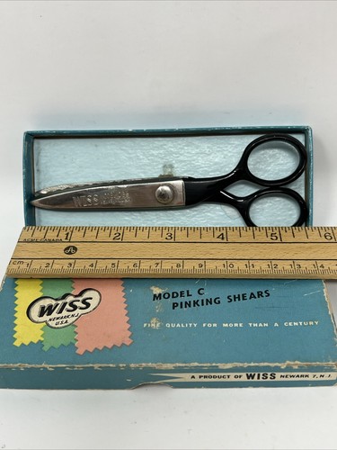 Vintage Wiss Pinking Shears Sewing Scissors Model CB5 with Original Box - Picture 2 of 7