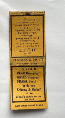 マッチョマッチャーマッチェスト 1940's Matchbook. Rear Dragging? Hutt Frame Straightening