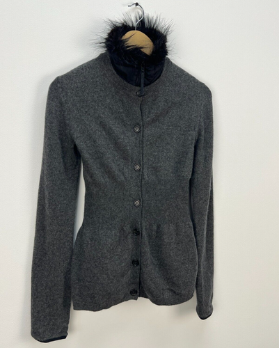 Prada Cashmere Nylon Fur Cardigan Zip Sweater Women's Size XS