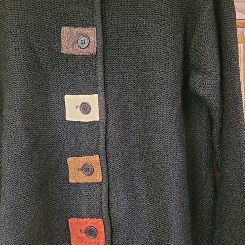 Vintage Central Falls Sweater Black With Color Block Accents Medium 100% Cotton - Picture 3 of 3