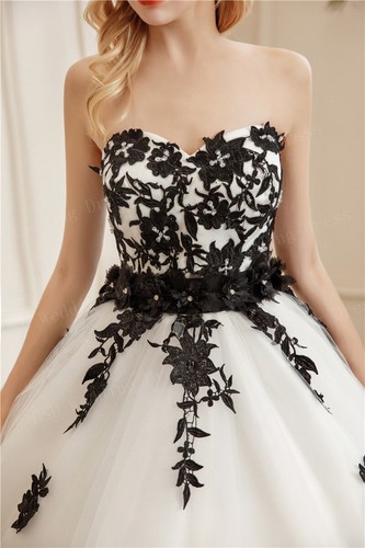 Efashionme Black and white wedding dress,Ball gown for her,Strapless Wedding Rec - Bild 2 von 12