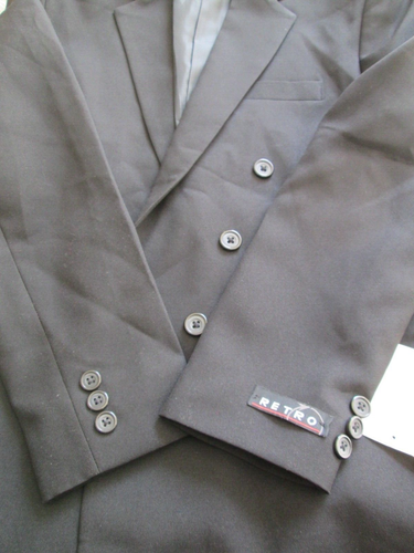 ❤ RETRO Boys 2-piece Suit Size 14 Slim NEW Black Blazer Jacket Pants - Picture 11 of 24