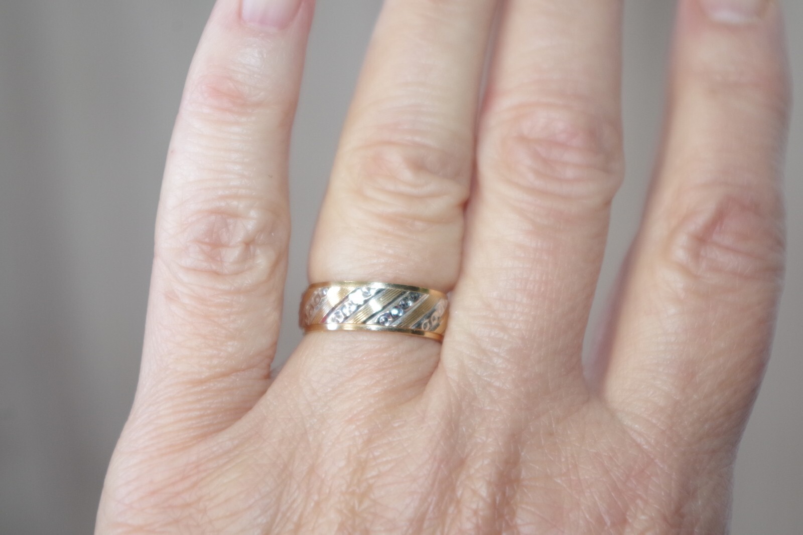 Quality Solid Yellow Gold 10K Thick Two-Tone Diam… - image 12