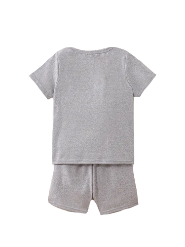 New Girls Shorts Set Size 4 Silky Soft Gray Pink Dinosaurs Outfit - Picture 2 of 2