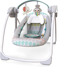 Portable Automatic 6-Speed Baby Swing with Adaptable Speed, Taggies, Music, Remo
