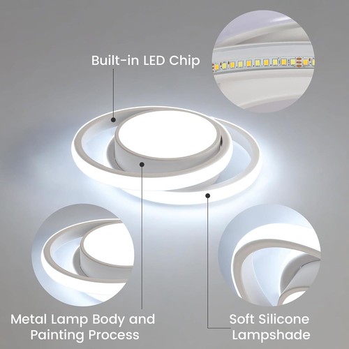 2Pezzi Plafoniera LED 32W 6500K Lampada da Soffitto Soggiorno Cucina Bagno 28cm - Foto 9 di 9