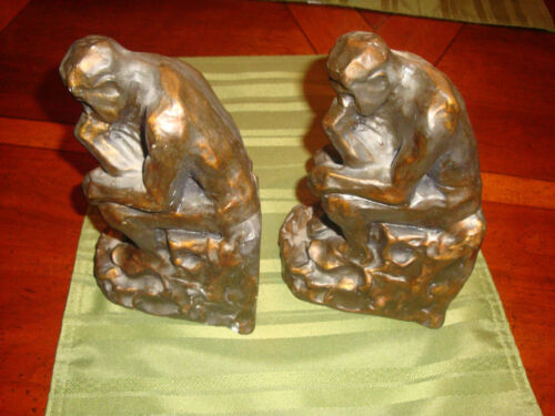 Thinking Man Book Ends Bookend decorative collectible statue figurines sculpture - Picture 3 of 10