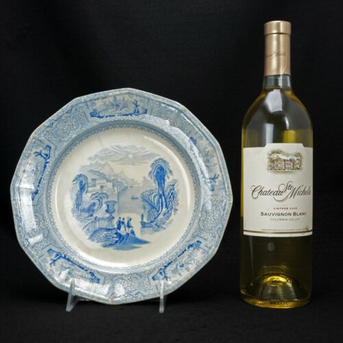 Staffordshire Transferware hellblau Teller J. Wedgewood Columeia Muster - Bild 2 von 7