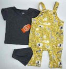 Baby Boys Size 3-6 M/ 12 M/ 3-Piece Set Coverall & T-Shirt Bib Outfit Animals
