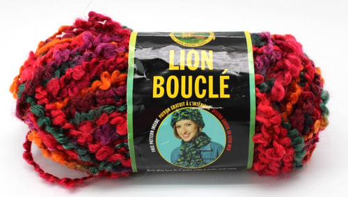 Lion Boucle 1 Skein Popsicle Multicolor Red Super Bulky Acrylic Mohair Nylon - Picture 2 of 6