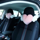 2 Pcs Pink Angel Wing Heart-Shaped Car Headrest Pillow, Soft & Comfortable