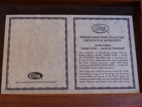 Case XX USA 1992 Blue bone Days of Thunder Harry Hyde NASCAR B254 Trapper knife - Picture 8 of 8
