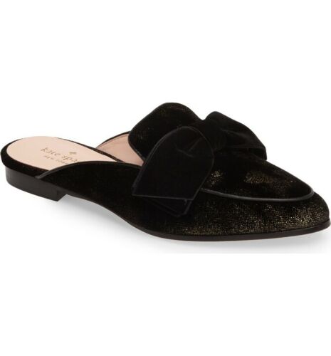 Kate Spade Carnegie Bow Slip On Mule Shoes Black/Gold Spotted Velvet 6M $258 NIB - Picture 4 of 8