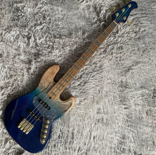 4-strings Electric Bass Guitar Blue Burl Maple Top Gold Hardware Active Pickups