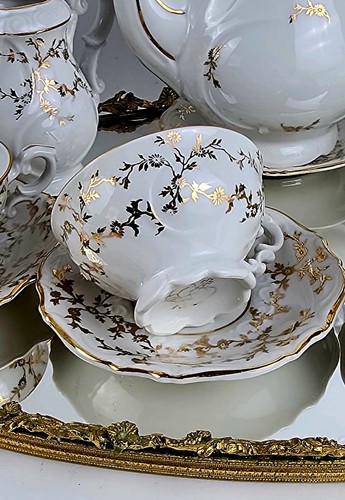 BAVARIA Gareis GERMANY Demitasse Tea Set (11 Pcs Set) Hand Painted, Gilded 88/1 - Picture 14 of 17