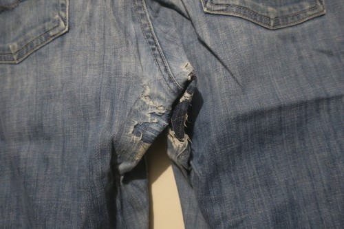7 For All Mankind Austyn Straight Distressed Blue Jeans Size 34 - Picture 6 of 9