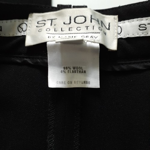St. John Collection Women's Wool High Waisted Straight Leg Trousers Black Size 6 - Picture 11 of 12
