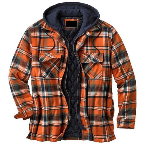 Herren Plaid Arbeitsjacke Lumberjack Warm Hoodie Kapuze Karohemd Holzfällerhemd - Bild 31 von 42