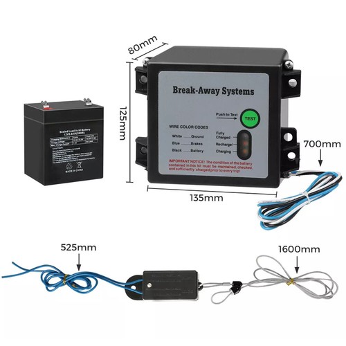 Trailer Breakaway System Kit Electric Brakes Away Switch Cable Battery System - Picture 2 of 11