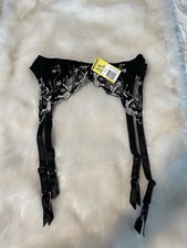 Vintage Private Luxuries Embroidered Garter Belt Lingerie Size OS Pin Up black