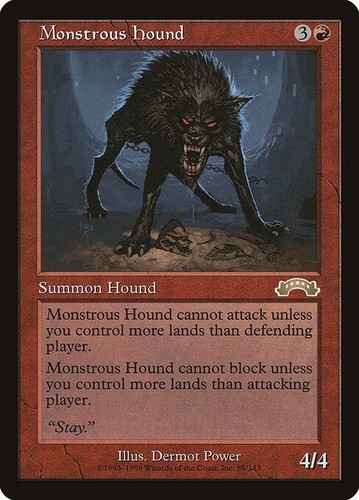 MTG Exodus --- MONSTROUS HOUND --- RARE! LP! Magic the Gathering! - Picture 1 of 3