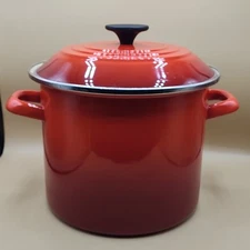 Le Creuset Enameled Steel Stock Pot with Lid Ombre Red Cerise 6 Qt
