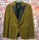 Zara Blazer Jacket Men USA 38 Mustard Velvet Tuxedo Black Satin Lapel Dress Coat