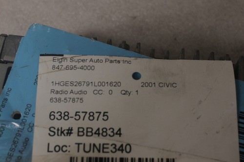 Unidad de reproductor de CD de radio AM FM negra Honda original OEM para Honda Civic 2001 - Imagen 3 de 4