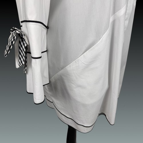 Blusa tunica IC By Connie K bianco/nero Gingham misto cotone taglia XL - Foto 5 di 14