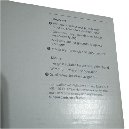 NEW& SEALED Microsoft Wired Desktop 600 Keyboard & Mouse Black #APB-0001 - Picture 3 of 5